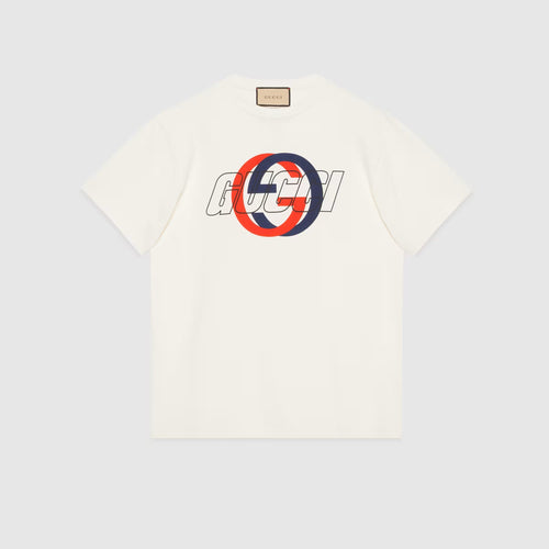 Cotton Jersey Printed T-shirt in Off White