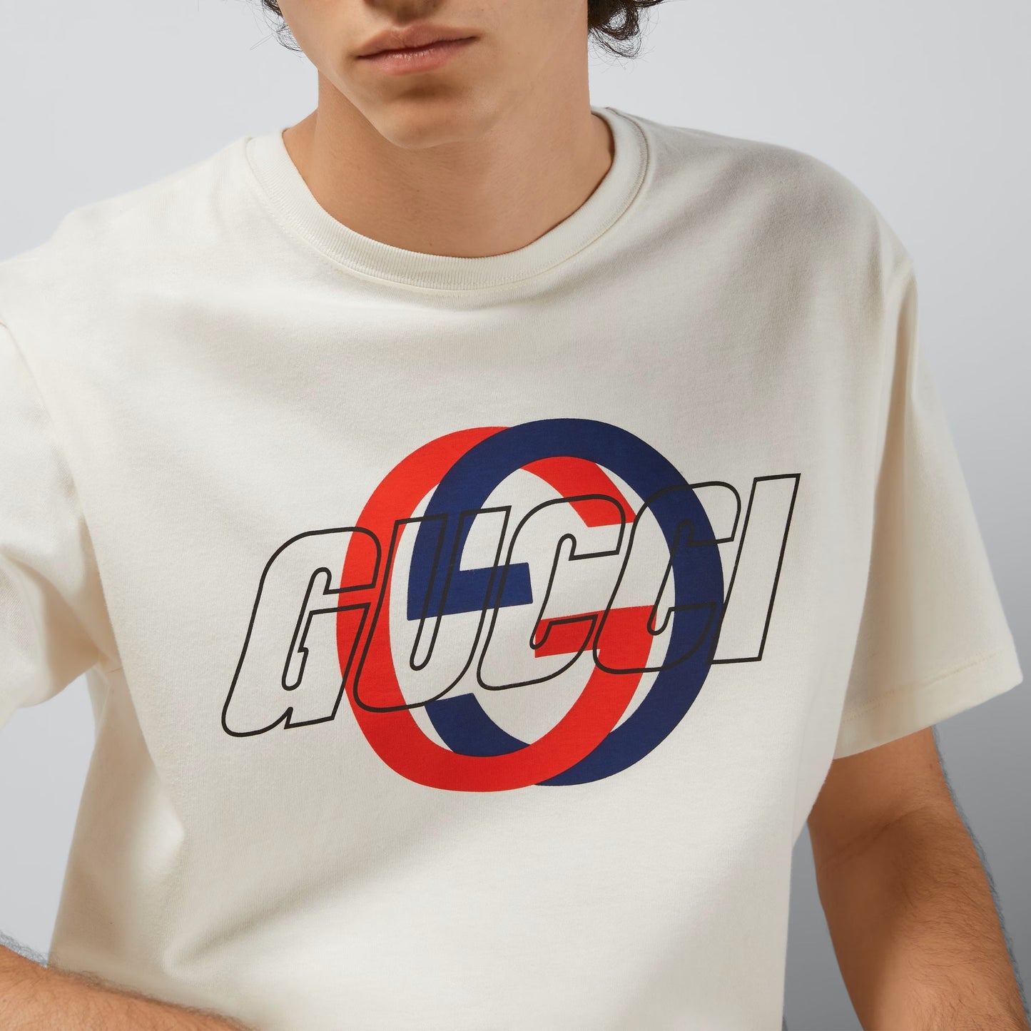 Cotton Jersey Printed T-shirt in Off White