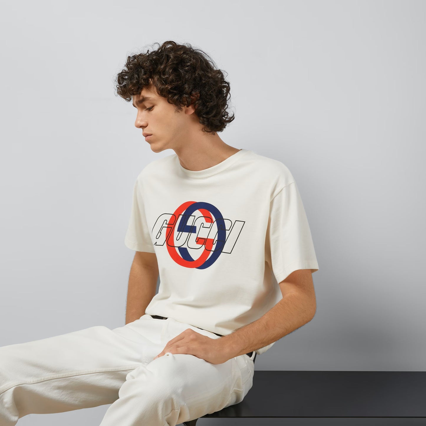 Cotton Jersey Printed T-shirt in Off White