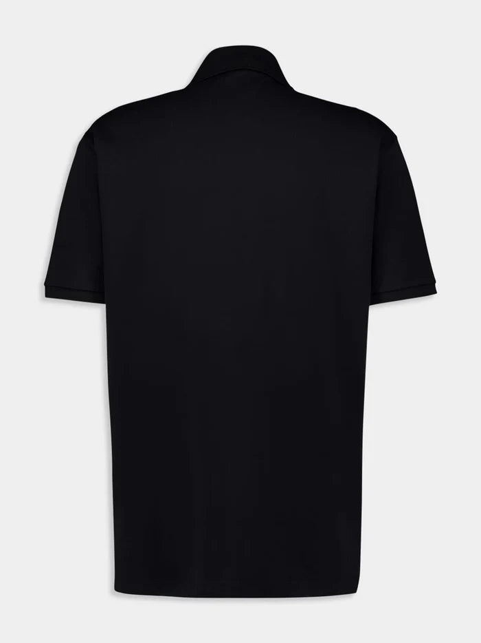 Black Cotton Poloshirt with Web