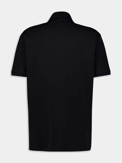 Black Cotton Poloshirt with Web