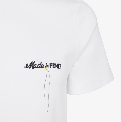 White T-shirt with Embroidery on the Chest