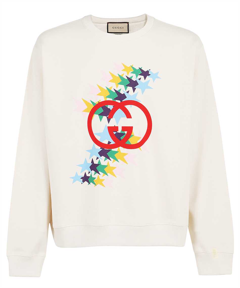 GUC Interlocking G Star Flash White Sweatshirt - Styledistrict