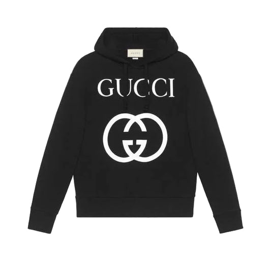 Interlocking G Logo Black Oversized Hoodie