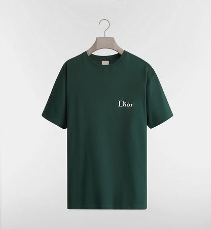 Relaxed fit Green T-shirt with Logo Embroidery