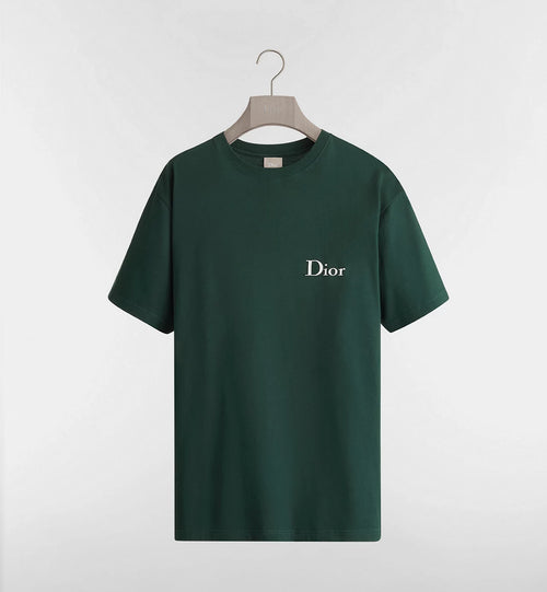 Relaxed fit Green T-shirt with Logo Embroidery