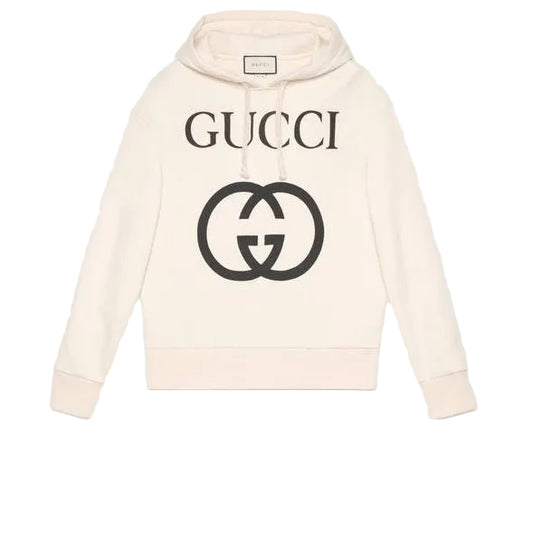 Interlocking G Logo White Oversized Hoodie
