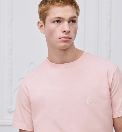 Relaxed fit Pink T-shirt with Logo Embroidery