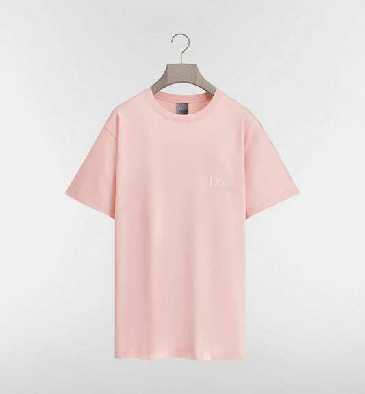 Relaxed fit Pink T-shirt with Logo Embroidery