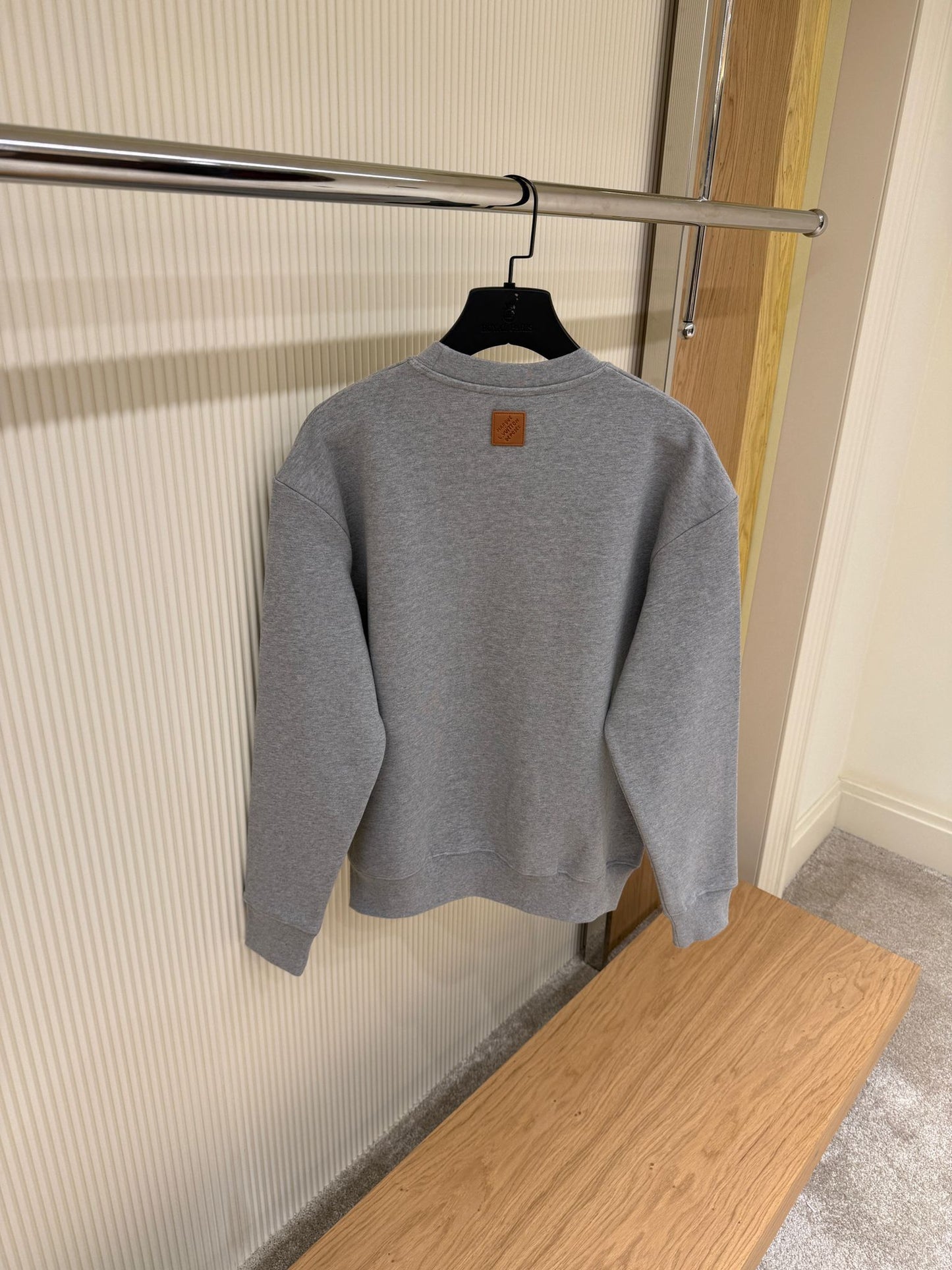 Grey Cotton Sweatshirt with Embroidery