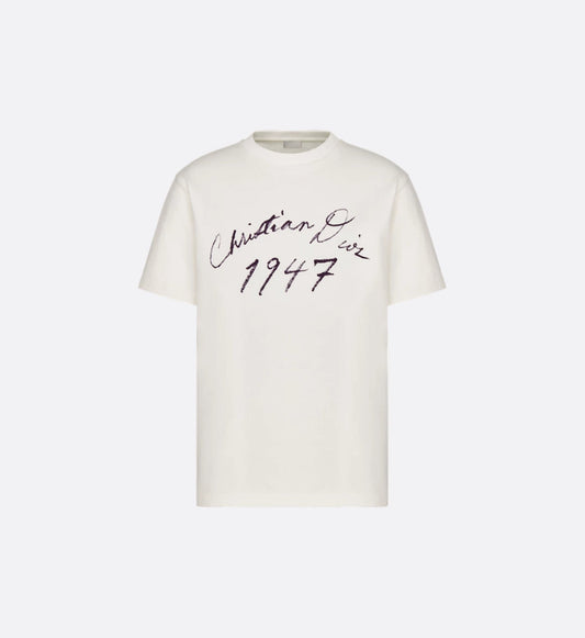 Handwritten Logo Relaxed Fit White T-shirt