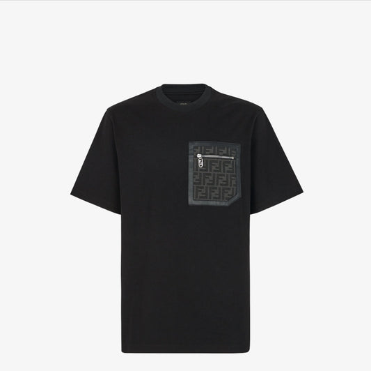 Black Jersey Zip-Pocket T-shirt