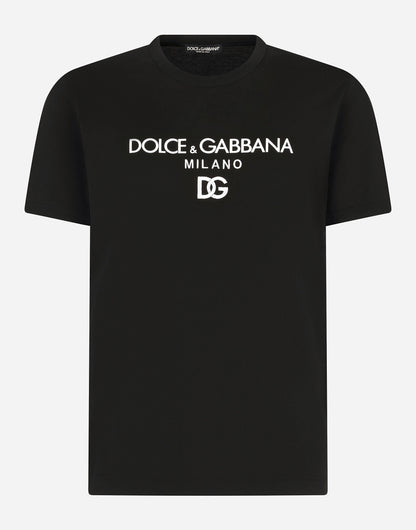 Black Cotton T-shirt with DG embroidery and patch - Exclusive Wear