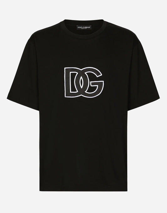 Black Cotton T-shirt with DG Patch