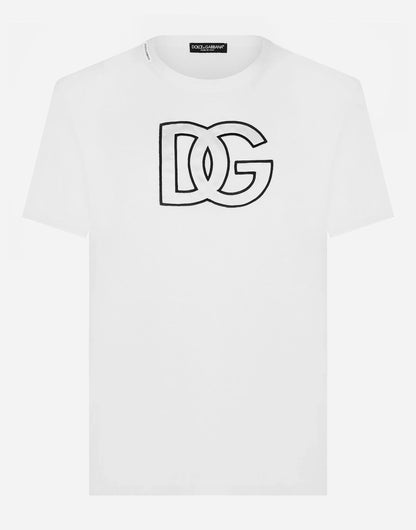 White Cotton T-shirt with DG Patch