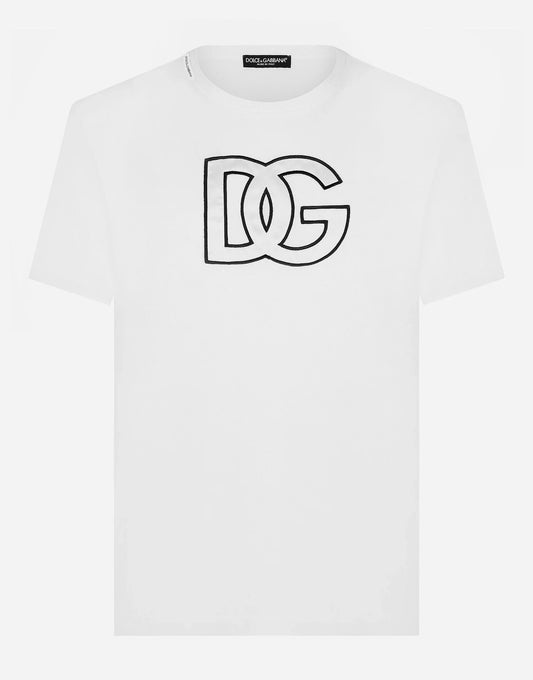 White Cotton T-shirt with DG Patch