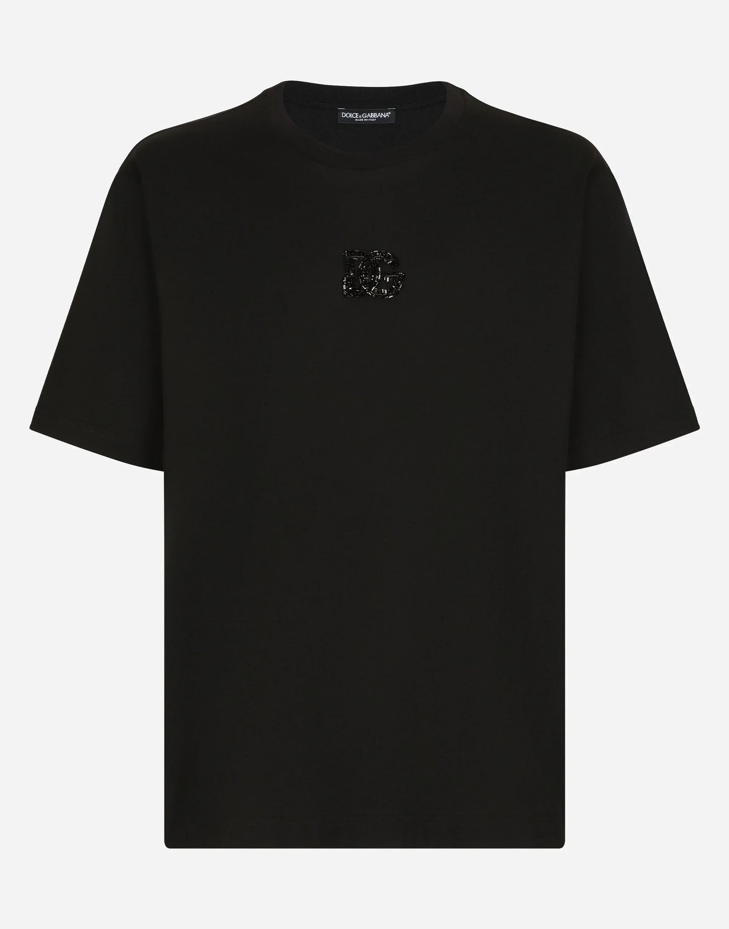 Rhinestones-detailed DG Patch Black T-shirt