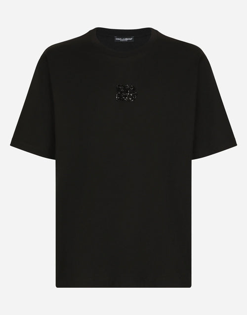 Rhinestones-detailed DG Patch Black T-shirt