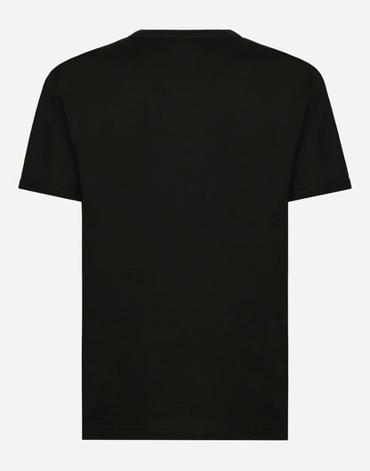 Rubber Logo Black Cotton T-shirt