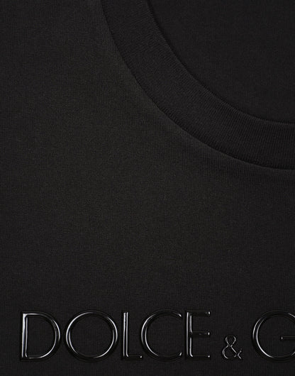 Rubber Logo Black Cotton T-shirt