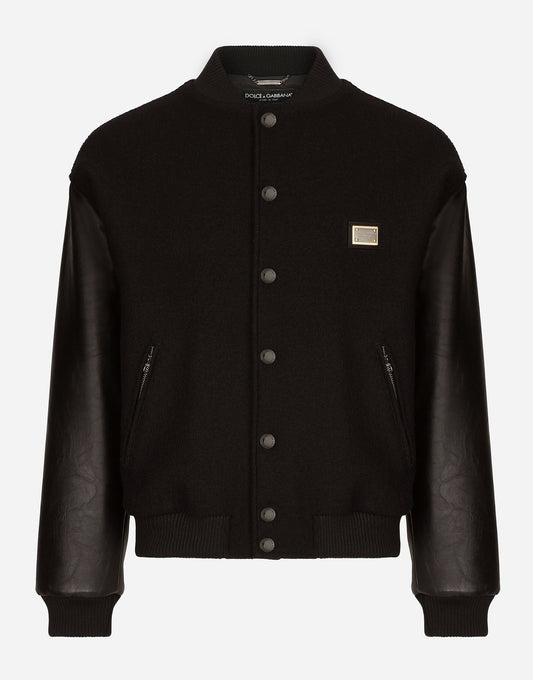 Logo Plaque Black Bomber Jacket