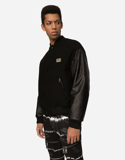 Logo Plaque Black Bomber Jacket