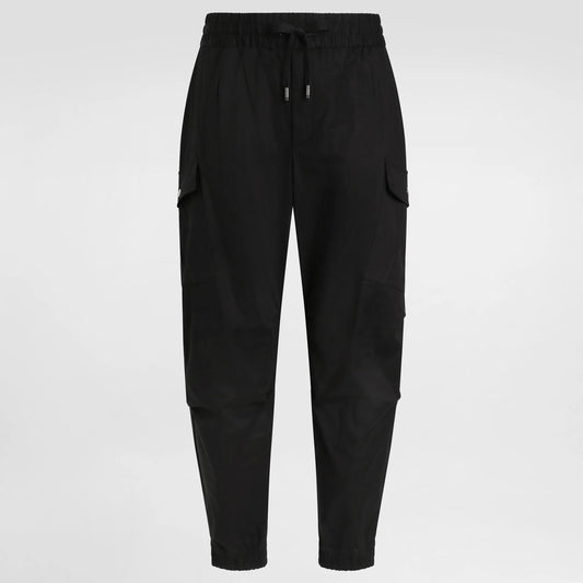 Black Cotton Cargo Pants with Branded Tag