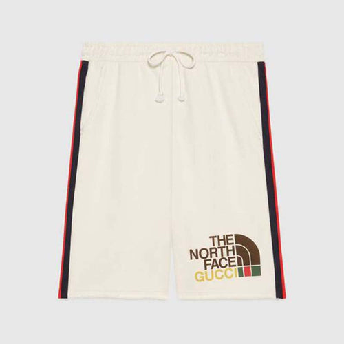 GUC x TheNrthFace Web print White Cotton Shorts - Styledistrict