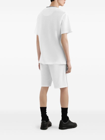 Logo-embroidered White Cotton T-shirt with Pocket