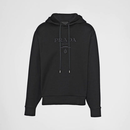 Logo Print Cotton Black Hoodie