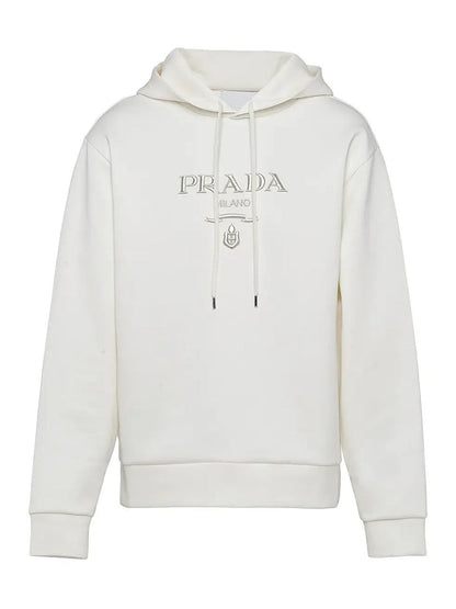Logo Print Cotton White Hoodie