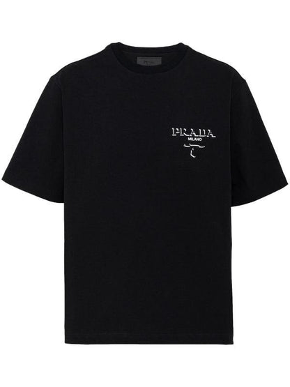 Black Cotton T-shirt with Logo