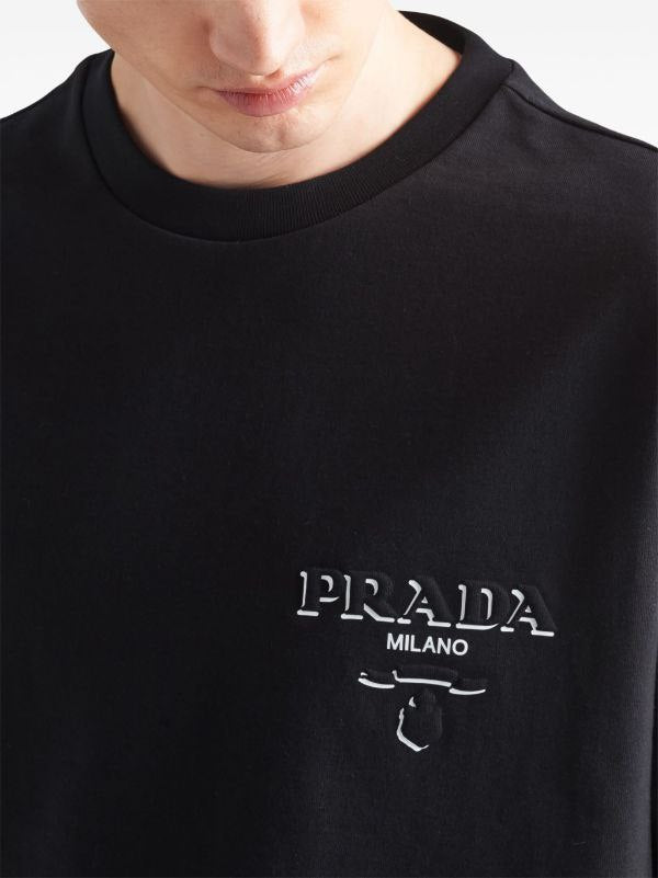 Black Cotton T-shirt with Logo