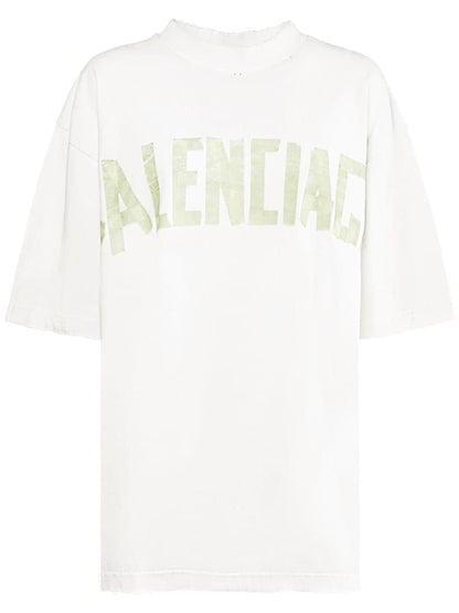 Tape Type Oversized White T-shirt