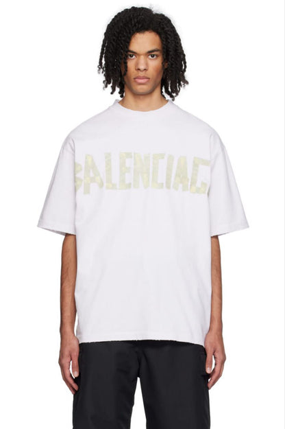 Tape Type Oversized White T-shirt