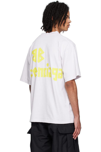 Tape Type Oversized White T-shirt