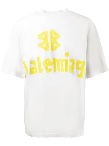 Tape Type Oversized White T-shirt