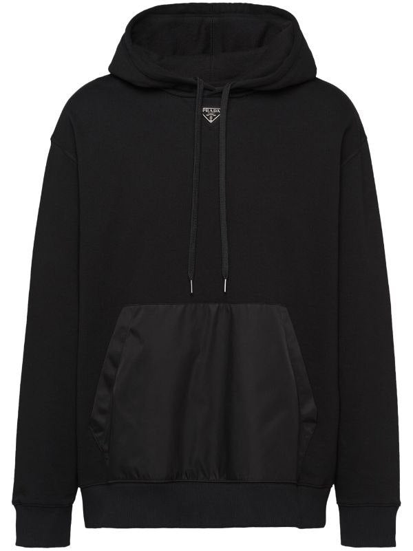 Logo Fleece Black Cotton Hoodie