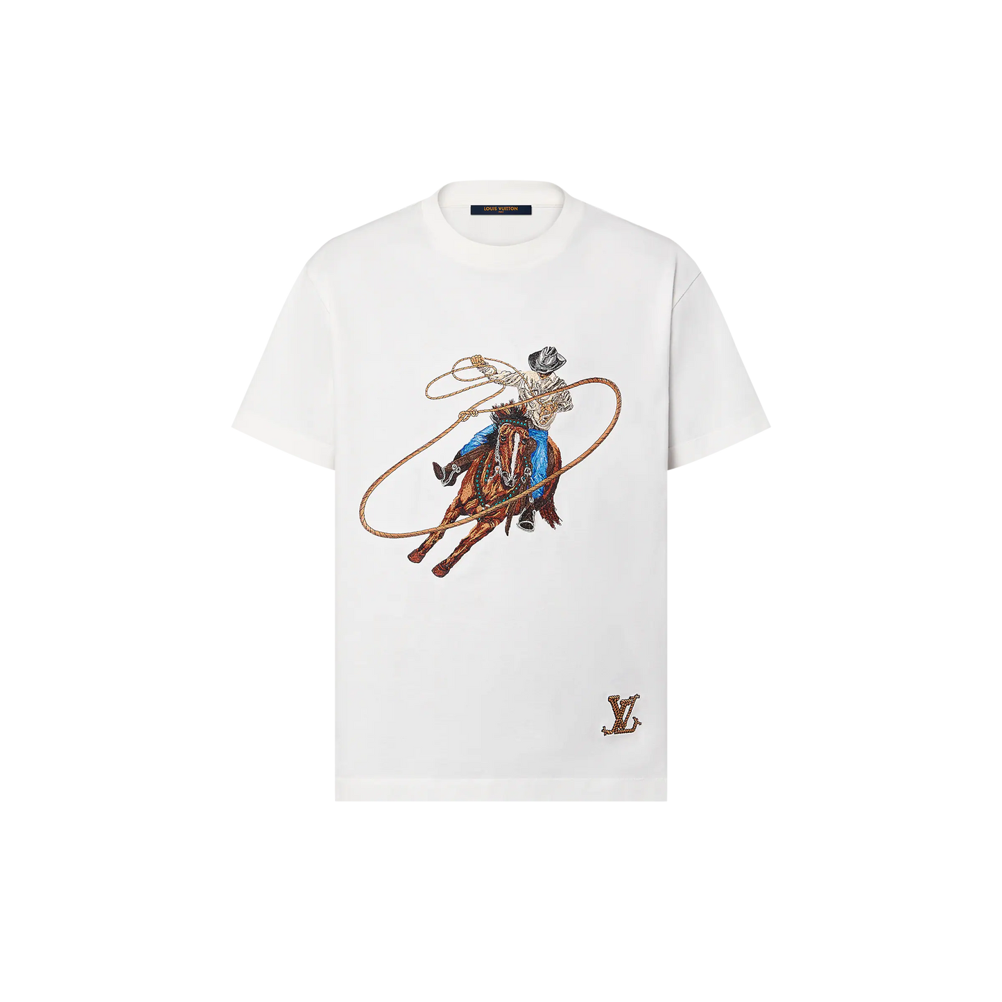 Cowboy Graphic Embroidered Cotton T-shirt