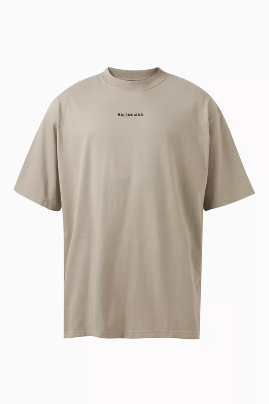 Distressed Effect Beige Oversize T-shirt