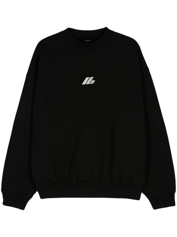 Reflective Logo Black Oversized Sweatshirt