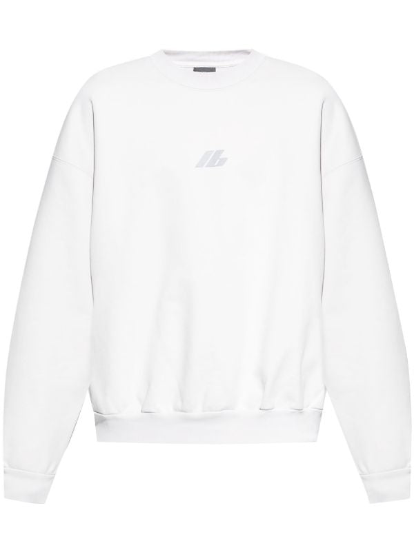 Reflective Logo White Oversized Sweatshirt