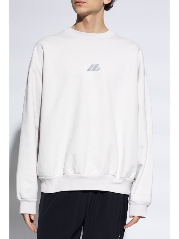 Reflective Logo White Oversized Sweatshirt