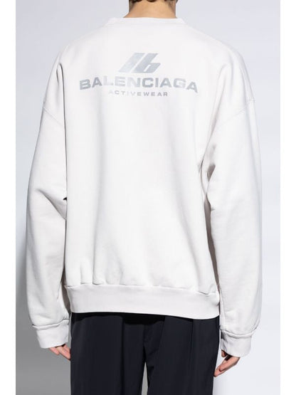 Reflective Logo White Oversized Sweatshirt