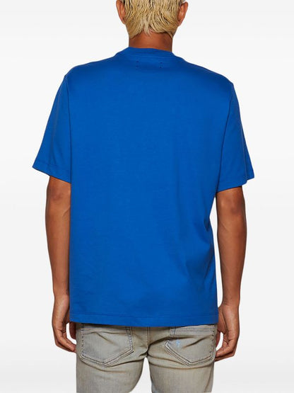 Logo Print Blue Cotton T-shirt