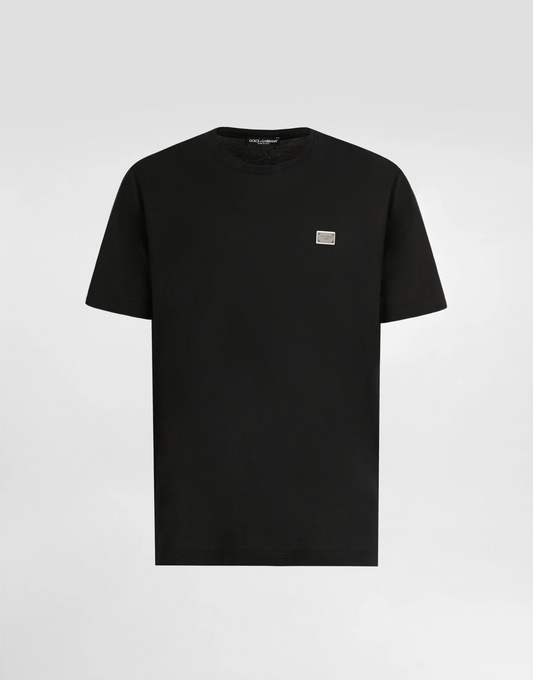 Black Cotton T-shirt with Tag