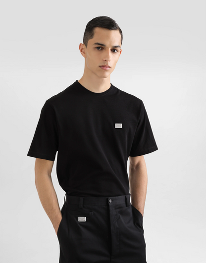 Black Cotton T-shirt with Tag