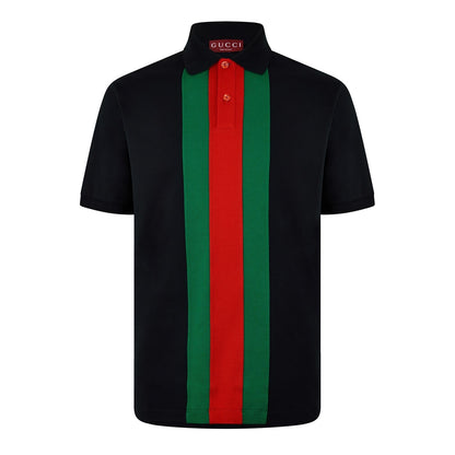Navy Blue Cotton Poloshirt with Web