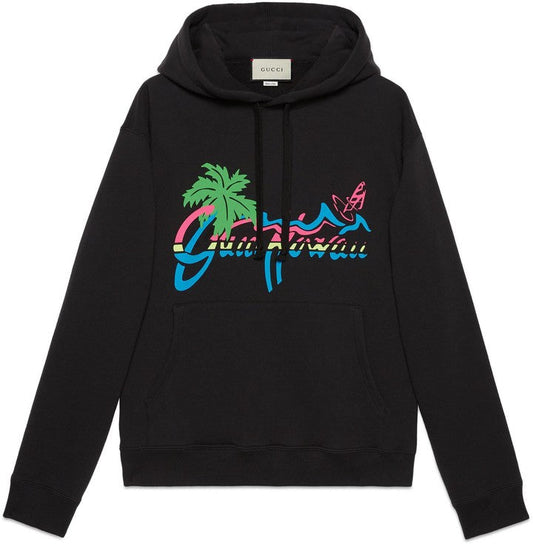 GUC Hawaii Printed Black Hoodie - Styledistrict