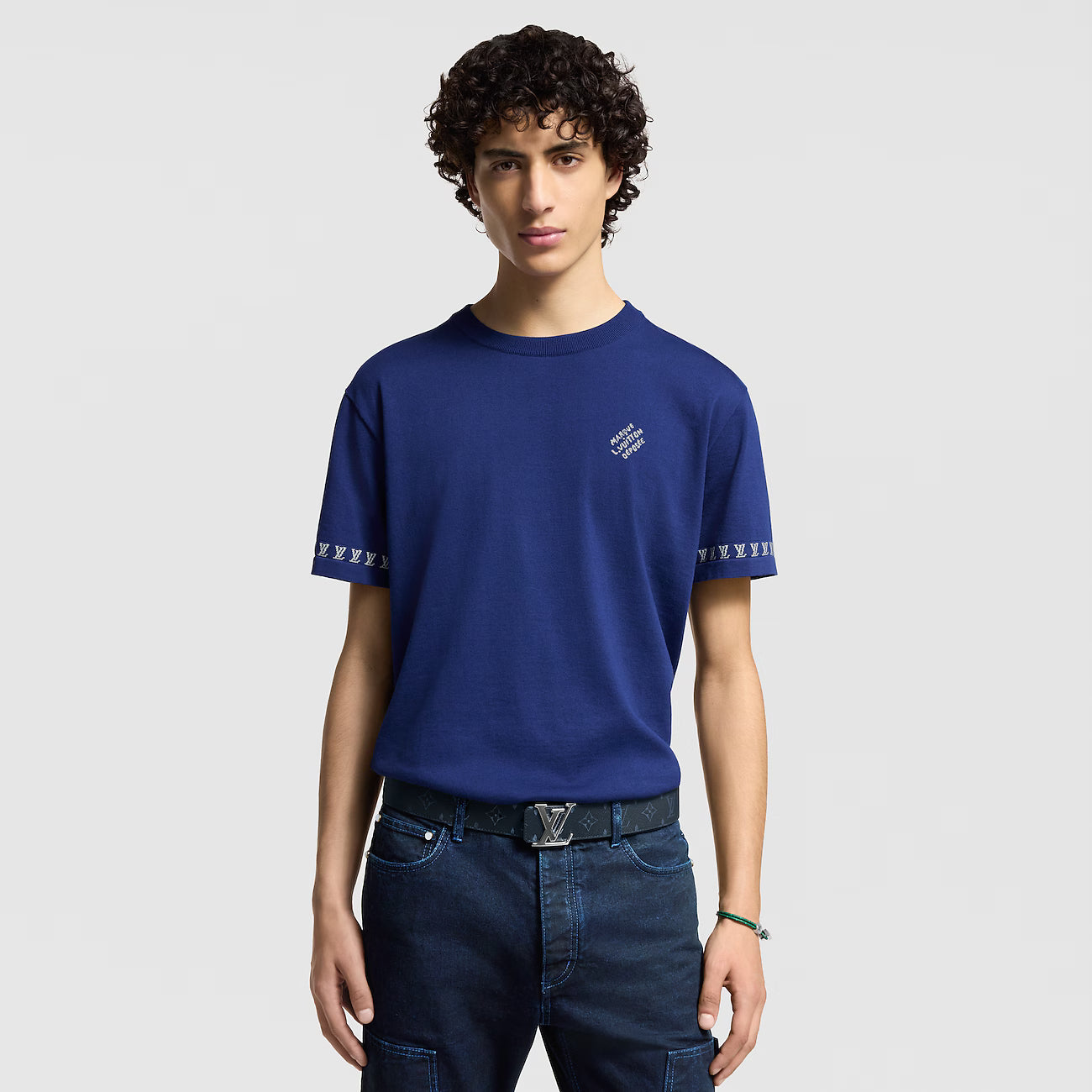 Signature Short-Sleeved Knitwear Indigo Blue T-shirt